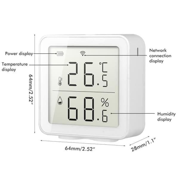 /QD/Smart WiFi fuktsensor Hygrometer Digital LCD temperatur- och luftfuktighetssensor termometer väderstation