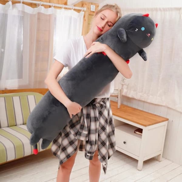 1 stk Lang Katteplysj Puter Kosedyr Squishy Puter - Plysj Søt Kattunge Sovende