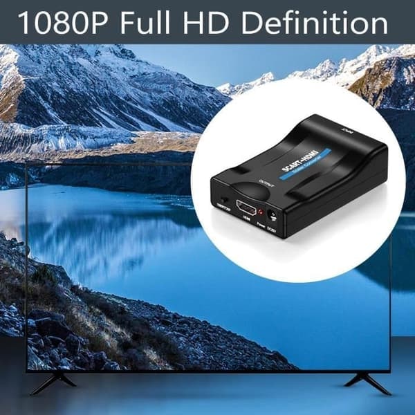 /QD/SCART HDMI-adapter, SCART till HDMI-omvandlare med USB-strömkabel SCART till HDMI-omvandlare Full HD 720P-1080P, A711