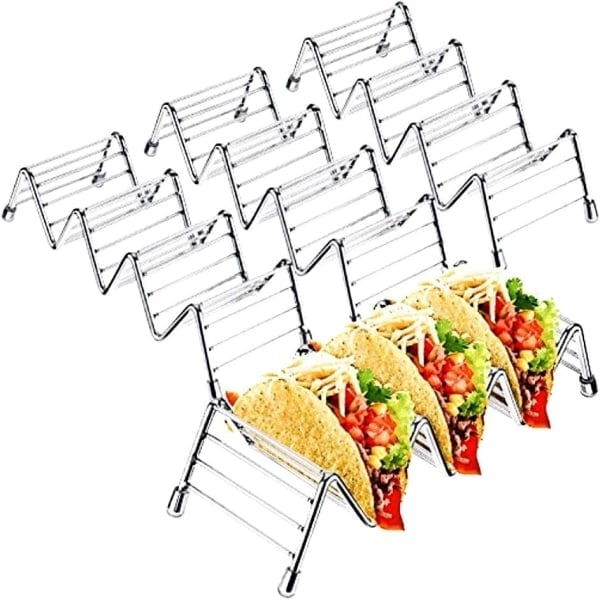 \"QD\" Tacoholdere 4-pak tacostativer i rustfrit stål Tacostativ Plads til op til 16 hårde eller bløde tacos
