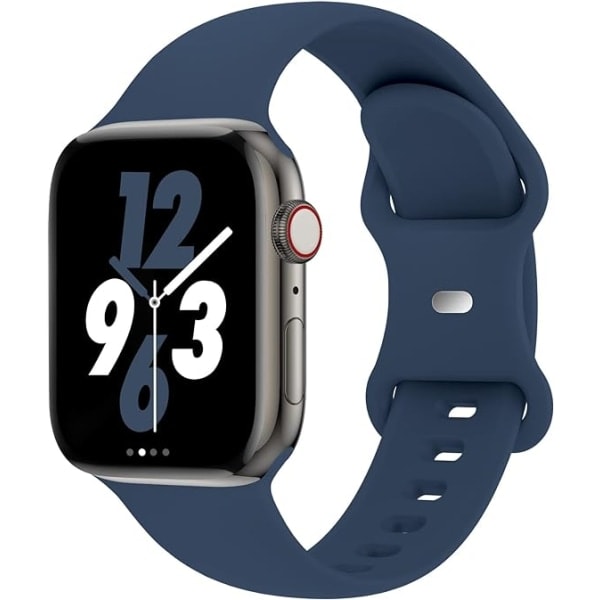 [QD] Bånd kompatibelt med Apple Watch 42mm 44mm 45mm 49mm, erstatning myk silikon sportstilbehør armbånd håndleddsbånd for kvinner menn (Abyss Blue)