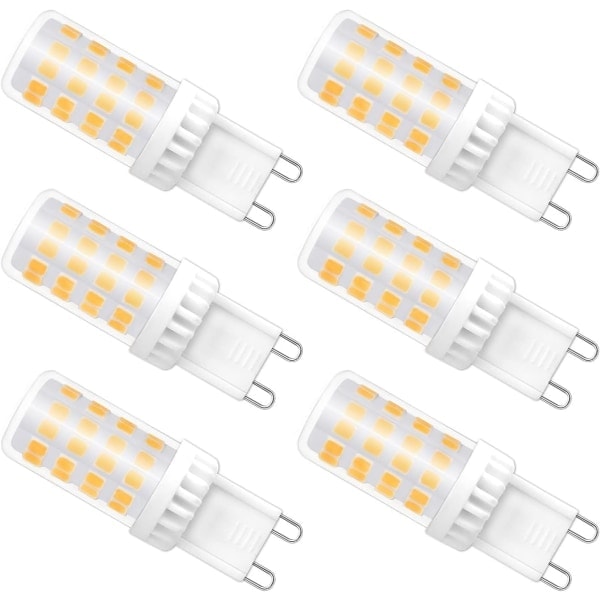 \"QD\" Dæmpbar G9 LED-pære, 4W svarende til 40W halogen, 480 LM, varm hvid 3000K, standard G9-fatning, 360° rotationsvinkel, 6-pak