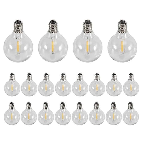 20 st G40 LED Ersättningslampor E12 Skruvsockel Splittersäkra LED Globlampor för Solarslinga