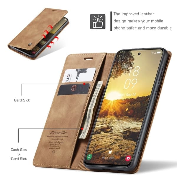 \"QD\"CASEME Lompakkokotelo Samsung Galaxy S25+ (S25 Plus) - Ruskea