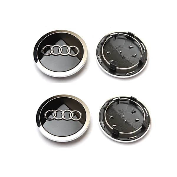 4 stk. Navkapsler 68 mm Ydre Diameter til Audi Biler, Kompatible med A1, A3, A6, C5, Q7 C