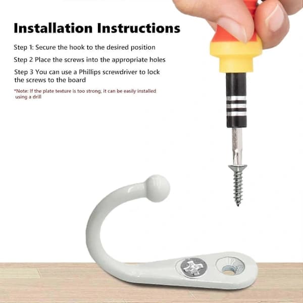 Hooks, 5 st Single Hooks with 10 Screws Wall Mounted Coat Hooks Metal Hooks for Kitchen Bathroom