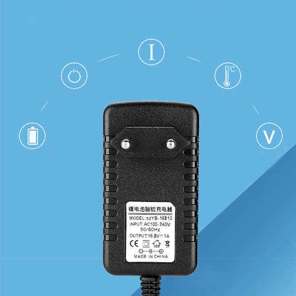 QD-Värmebeständig 16.8V/1A Li-jon laddningsadapter 100-240V ingång litiumbatteriladdare adapter EU-kontakt
