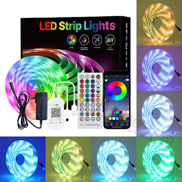 5 meter - LED-stripe med RGB-lysloop LED-stripe flerfarget