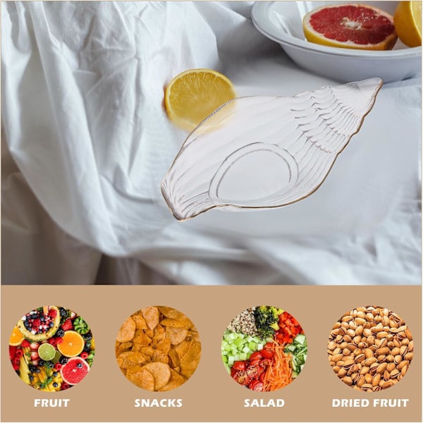 \"QD\" Klar Glas Frugttallerken Glaskrystal Servise Dekorativ Desserttallerken Salatskåle til Salat Frugt Grøntsager Kage (Muslingeskalsform)