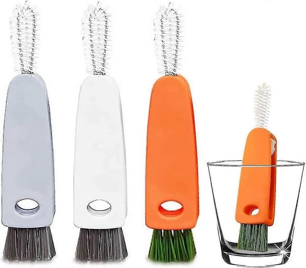 3-pack Bottle Cleaning Brushes, 3-in-1 Multifunctional Carrot Lid-CE