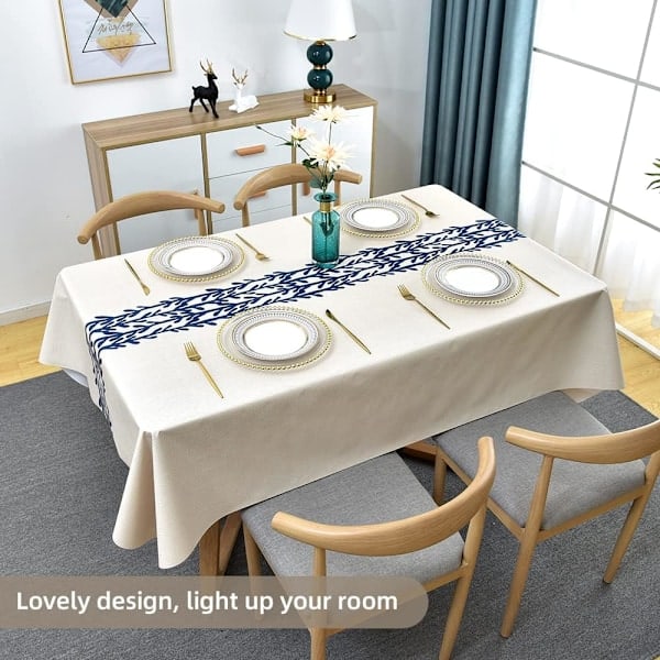 \"QD\" Avtorkningsbar Bordsduk PVC Plast Vattentät Rektangulär Bordsskydd för Kök Picknick Utomhus Inomhus (Rattan, 140x180 cm)