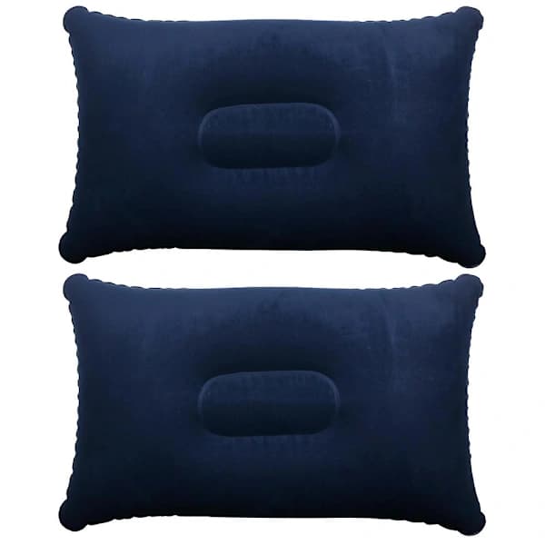 2 x Blue Inflatable Pillow Camping Travel Soft Inflation