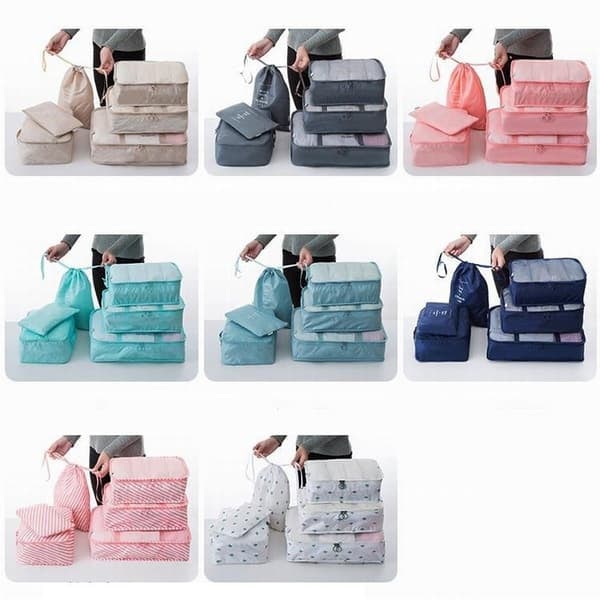 /QD/ Sett med organiseringsposer, 6 deler - Beige