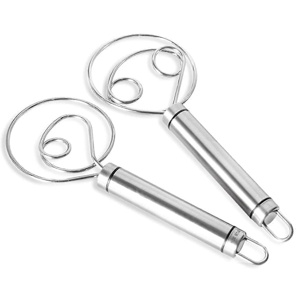 \"QD\" Dansk Degskrapa, 2-pack Premium Rostfritt Stål, Handvisp Artificiell Blandare för Bröd