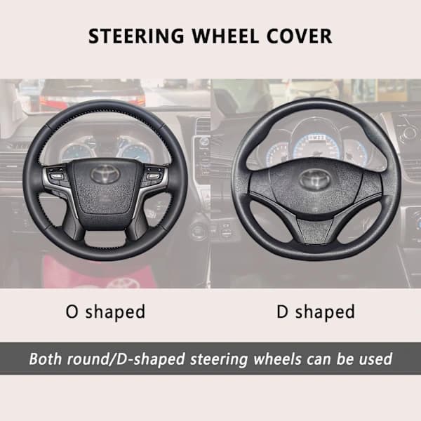 Rattmuff för BilU Läder Kolfiber 15 Tum, Elastiskt Rattskydd för Bil, Universal Anti-Slip Rattskydd, Ratt