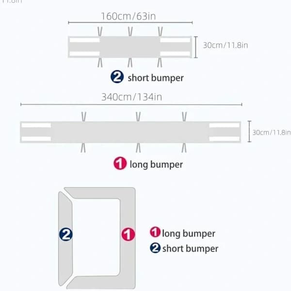 QU-Andningsbara spjälsängsskydd i mesh - 4 sidor, antikollision - Vit, A