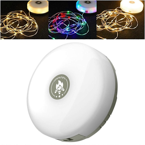 LED-slinga för camping, 2000mAh uppladdningsbar färgglad ljusslinga, portabel IP44 vattentät ljusslinga för familjeträdgård uteplats_ufo