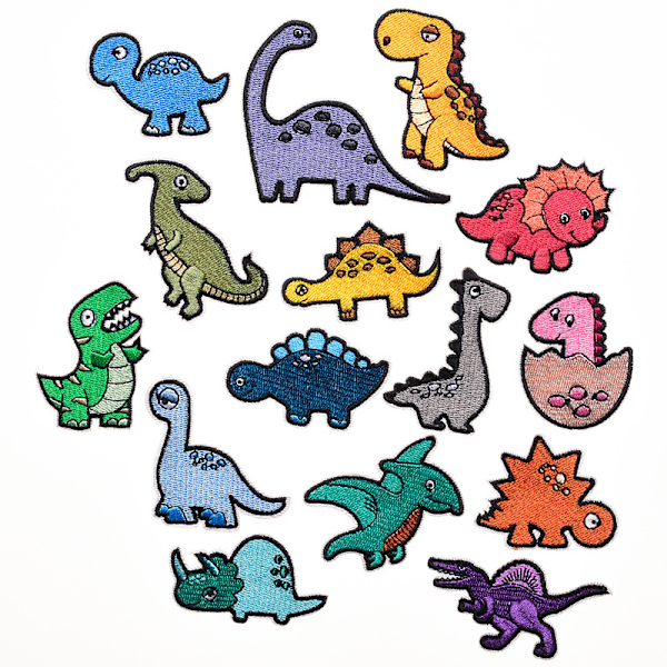 15-pack, dinosauriedräkt, söta broderade märken att stryka på och sy fast på jacka, hatt, ryggsäck, jeans