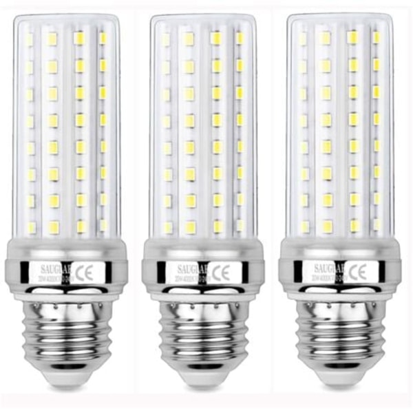#QD# 3-pak 20W LED majslamper, svarende til 150W glødepære, 2300LM, 4000K neutral hvid, E27 Edison skruelamper