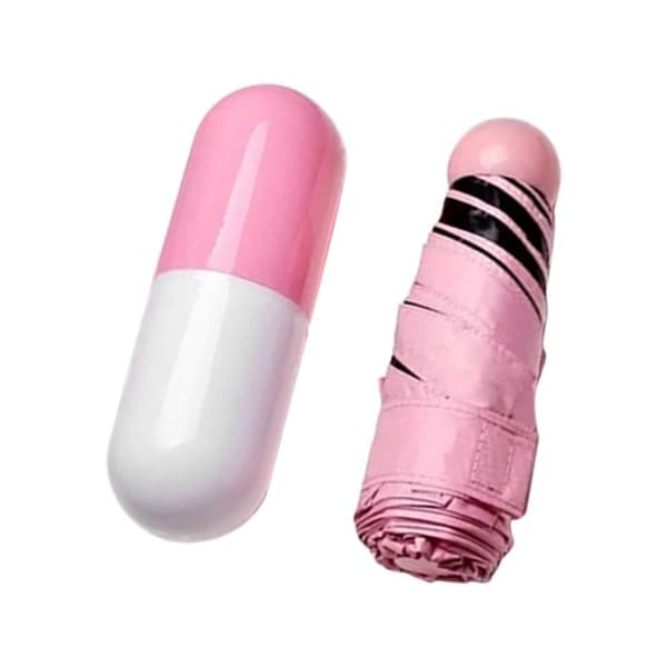 Rosa Mini Kompakt Hopfällbart Fickparaply för Soliga och Regniga Dagar