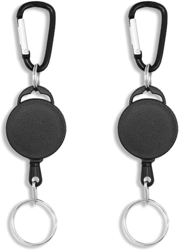 Infällbar ID-bricka Nyckelring, 2-pack, stålvajer, 60cm