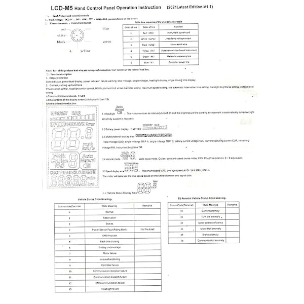 [QD]36-60V Muovi LCD M5 Näyttömittari Älykäs KT Pyörämuokkaus Moottoripyörä Pa