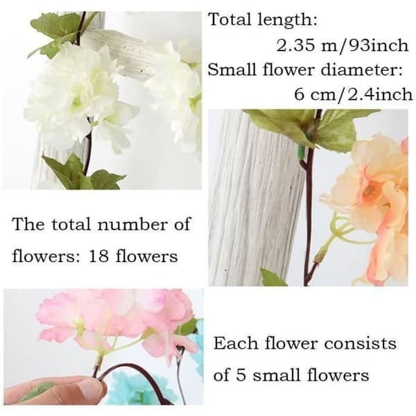 /QD/ 2 st 235 cm konstgjord rosranka blomgirlang falska konstgjorda rosor champagnefärg konstgjorda dekorativa för bröllop