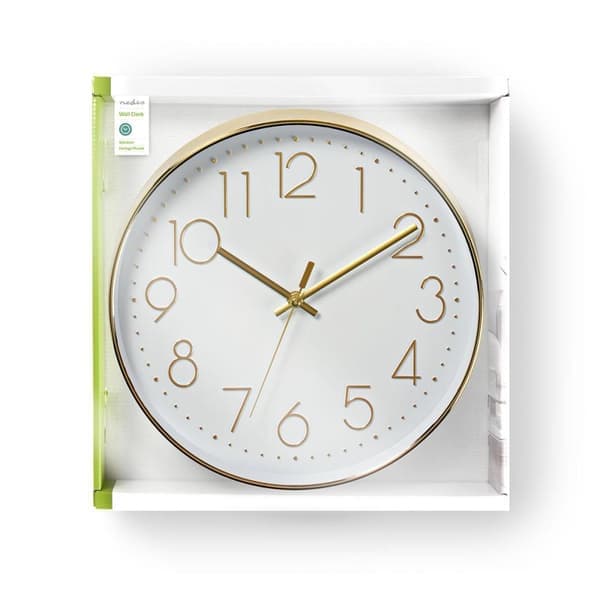 Väggklocka | Diameter: 300 mm | Plast | Guld / Vit