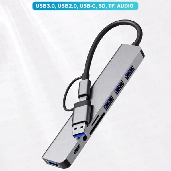 8-i-1 Port USB Typ A C Hub Dockningsstation 3.0