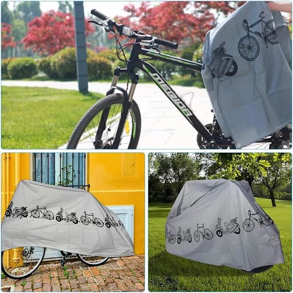 Vattentätt cykelöverdrag Slitstark polyester för MTB-cyklar Utomhusresor 210 x 100 cm Grå