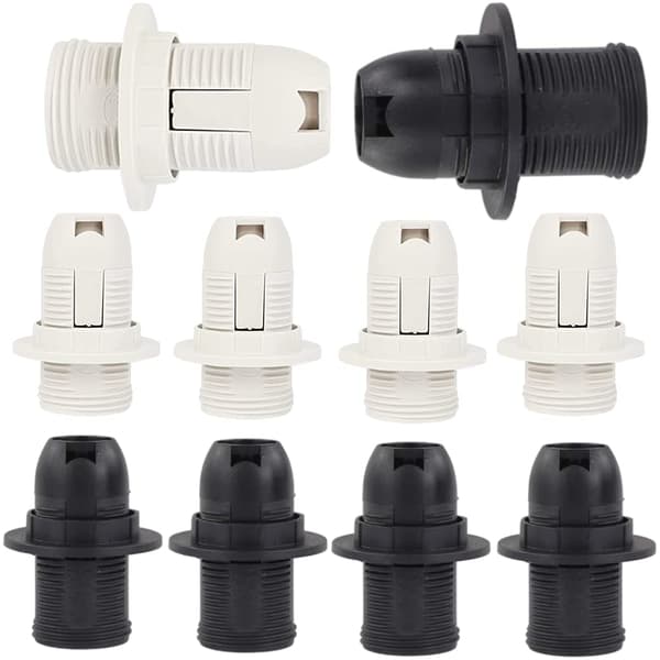 10-pak (sort og hvid) E14 lampeholder i plast med Edison-gevind