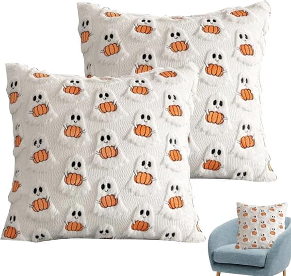 Halloween Kuddfodral för soffan - Pumpa Spöke Kuddfodral för soffa - 2-pack