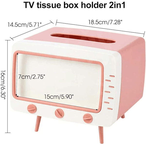 QU)Rosa TV:n muotoinen servettiteline (18,5*14,5*16 cm) Retro TV-puhelinteline