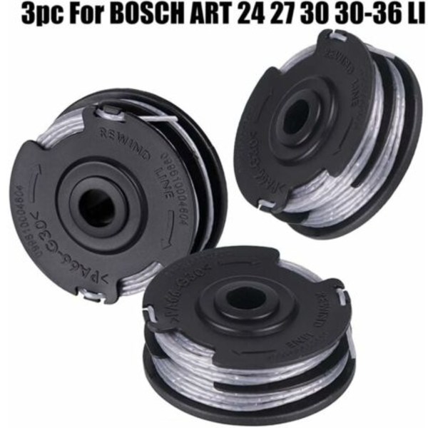 QQU - Set med 3 spolar för Bosch Art 24 27 30 30-36 Li 18 M 1,65 mm grästrimmer -DPZO