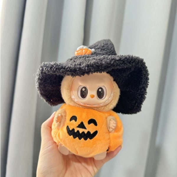/QU/Endast Kläder Första och Andra Generationens Nyckelring Labubu Kläder Hänge Tyg Halloween Spetsig Hatt Liten Pumpadräkt 2