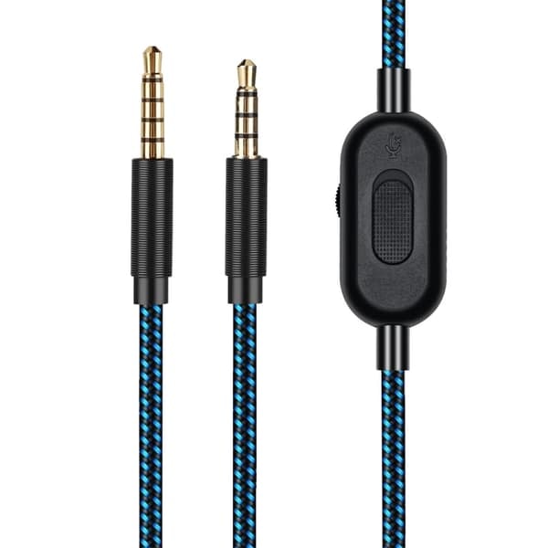 \"QD\" Lydkabel 3,5 mm med volumkontroll og dempeknapp for Logitech Astro A10 / A40 / A30