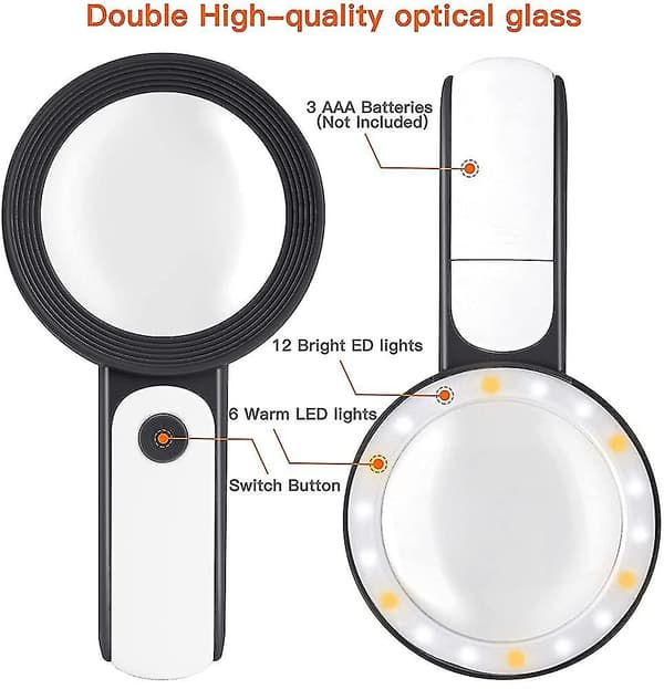 Suurennuslasi valolla 18 LED 30x suurennus valaistu Reading_ufo