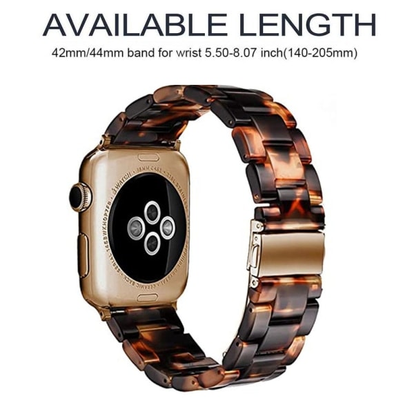 [QD] Kompatibel med Apple Watch-armbånd 38-40mm/42-44mm Serie 5/4/3/2/1, Smalt harpiksarmbånd -42-44mm-skilpaddeskall