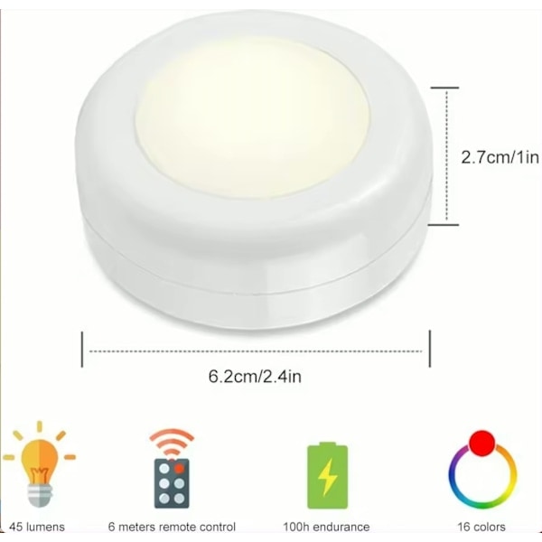 6 stk. LED-spotlights med 2 fjernbetjeninger, RGB-design - Flerfarvede˜QD