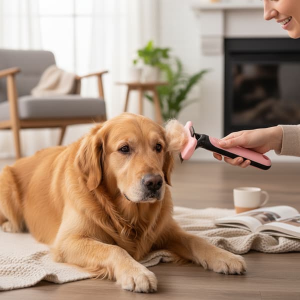 Katøre kæledyrsbørste til fældning, plejeværktøj i rustfrit stål til hunde og katte, lyserød