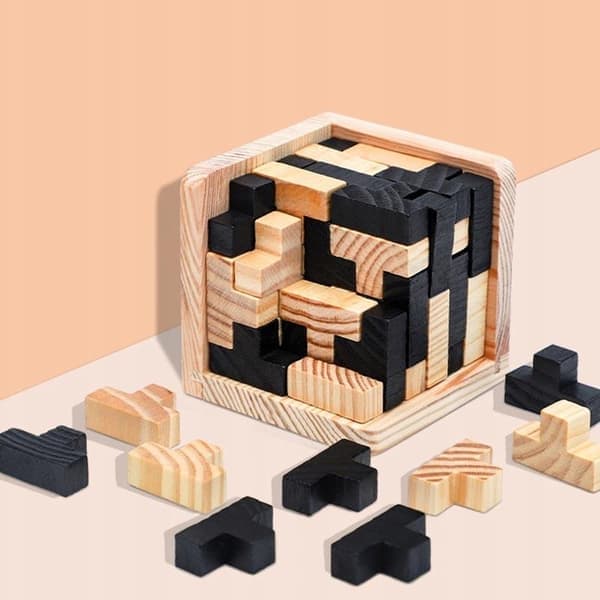 IQ-Palapeli Puusta, 3D - Kuutio - Musta
