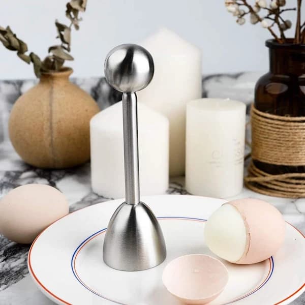 2 stk Egg Toppers Eggeskallkutter Rustfritt Stål Egg Knekkere Åpner Fjerner for Hardkokte Myke Egg