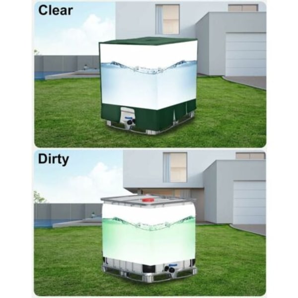 QU/IBC Säiliö 1000L Pressu Vesisäiliön Suojus UV-suoja Pölysuoja Vesisäiliön Kannen Suojus (116x100x120cm, Vihreä)