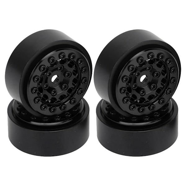 4kpl 1.0 Tuuman Beadlock Vanteet 12 Reikää Alumiiniseos RC Pyörännavat FMS FCX24 1/24 Crawler Musta