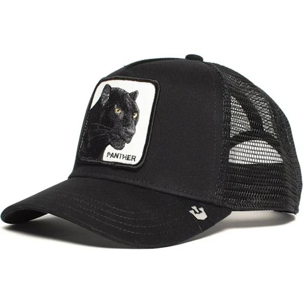 Mesh Djurbroderi Snapback Cap Sort Panter