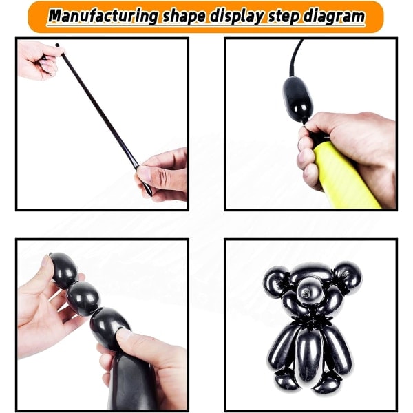 [QD]260 Lange Ballonger 100 Pakke Svart Vridende Dyreballonger Fortykning Latex Modellering Lange Magiske Ballonger for Dyremodell Festdekorasjoner