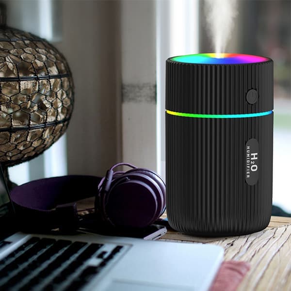 Luftfugter med farverig LED-lampe Sort