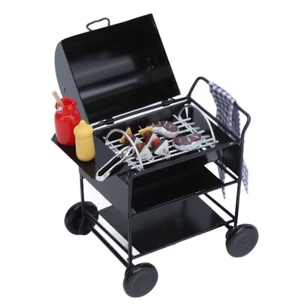 Mini BBQ Grilli 1:12 Pienoiskohtaus Eksklusiivinen Kaunis Elävä Keittiökalustomalli Nukkekodin Tarvikkeet