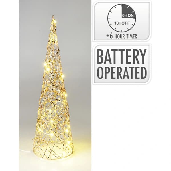 Juletre med LED-belysning Timer 40 cm Gull gold