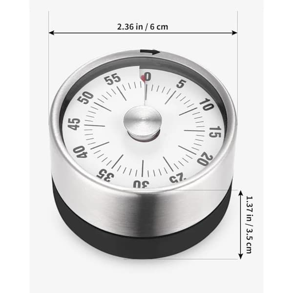 Kökstimer, 60 minuters analog visuell timer, mekanisk påminnelse för barn och vuxna (1 st, vit)